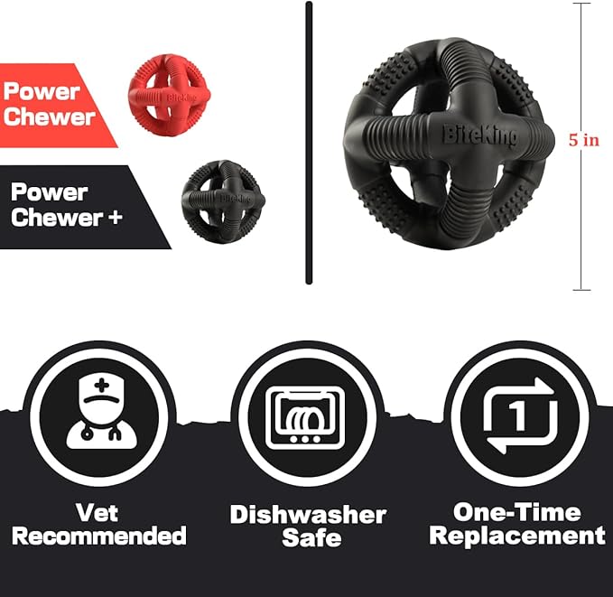 Natural Rubber Dog Balls for Large Aggressive Chewers - Lifetime Replacement - Indestructible and Durable Dog Toys for Large Breed, Black