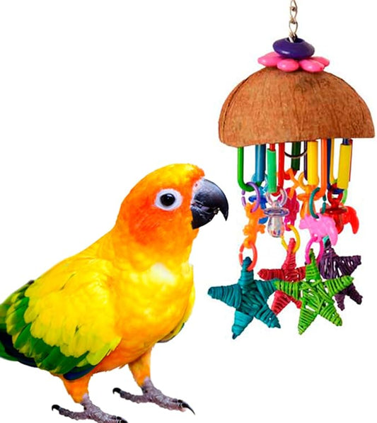 Super Bird Creations SB896 Seeing Stars Bird Toy - Interactive Foraging Toy, Ideal for Parrotlets, Parakeets, Cockatiels, Stimulates Mental and Physical Activity - Small/Medium Bird Size, 9.5" x 3.5"