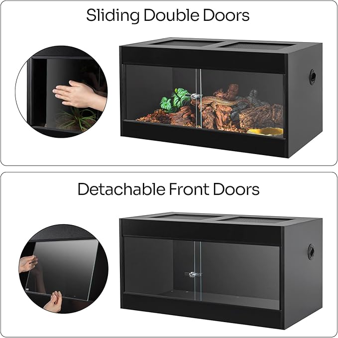 50 Gallon Reptile Enclosure, 36" x 18" x 18" Wooden Reptile Terrarium with Double Hinge Sliding Doors & Top Screen Ventilation, Better Heat Preservation, Suitable for Bearded Dragon Gecko Ball Python