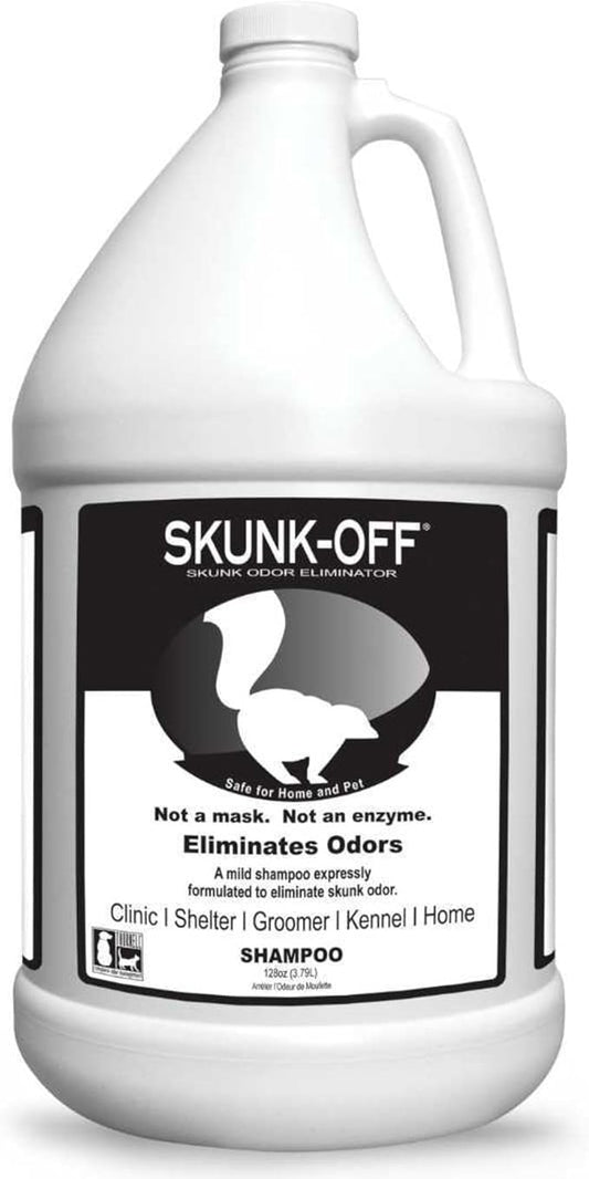 Skunk Off Pet Shampoo – Ready to use Skunk Odor Remover for Dogs, Cats, Carpet, Car, Clothes & More – Skunk Shampoo Non-Enzymatic Formula (1 Gallon)
