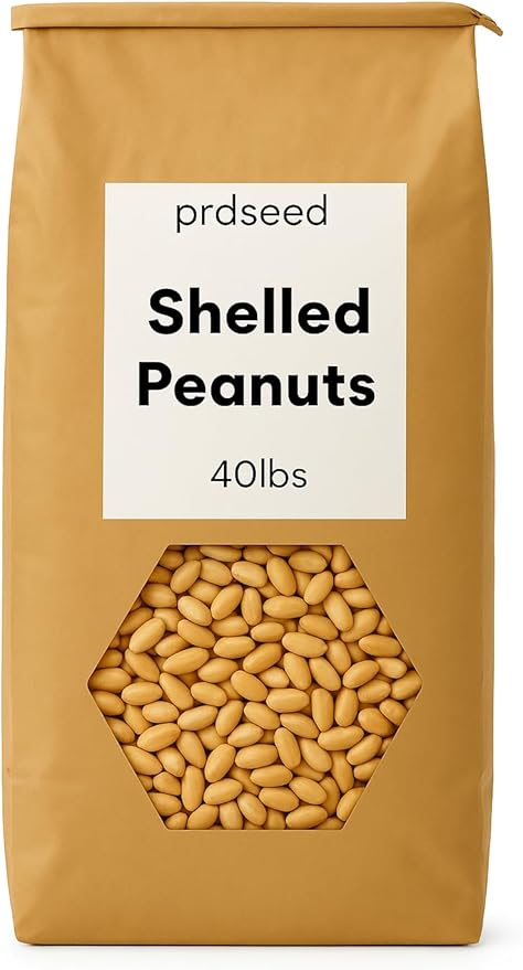Fresh Shelled Peanuts for Birds & Squirrels - Raw Wildlife Peanuts, No Mess Bird Seed, No Waste Bird Seed for Wild Birds & Backyard Squirrels (40lbs)
