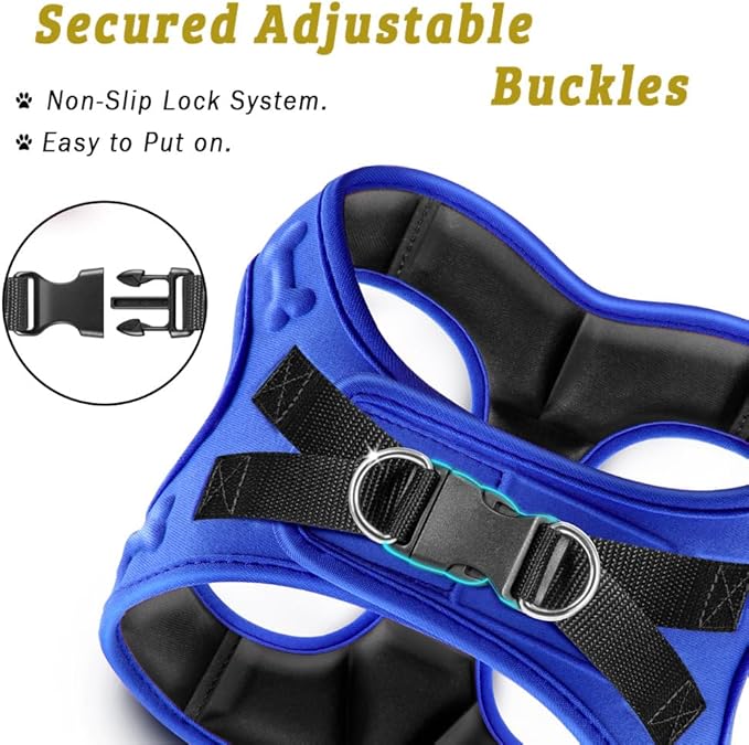 Comfort fit Step-in Dog & Puppy Harness - Comfortable All Weather Dog Vest Harness: Adjustable, Soft Padded, Easy to Put-on for Small, Medium-Sized Dogs.