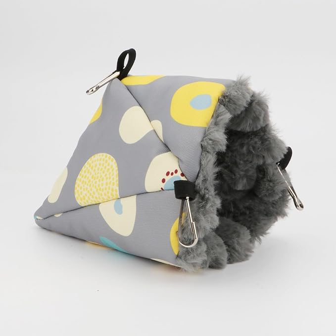 Wontee Bird Nest House Winter Warm Hanging Hammock Bird Bed Snuggle Hut for Parakeets Budgies Caique Conures Cockatiels (Small, Grey)