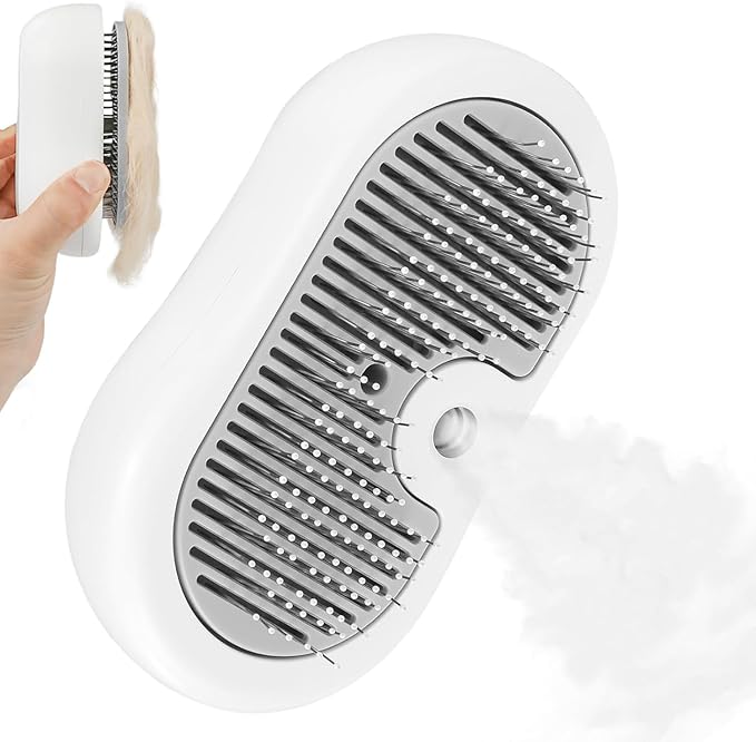 Nepfaivy Cat Steam Brush for Shedding - Steaming Cat Brushes for Indoor Cats with Release Button, Steam Slicker Brush for Dogs, Rechargeable Pet Spray Water Hair Removal Comb for Massage, Grooming
