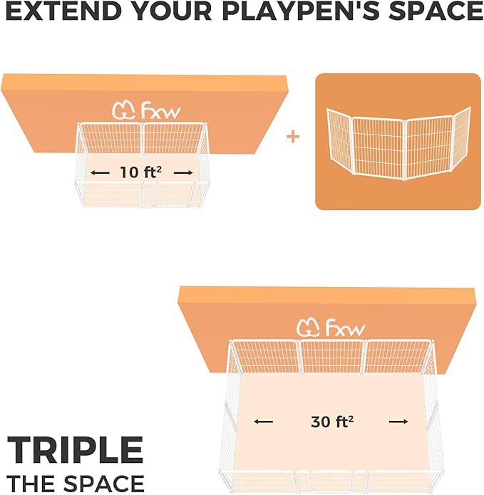 FXW Homeplus Unleashed Indoor Dog Playpen - Stress-Free and Safe Play, Heavy Duty 32 Inch 4 Wire Panels Dog Pen for Puppy and Small Dogs, White│Patented