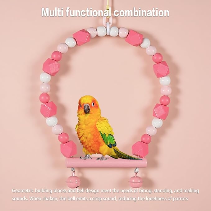 Bird Cage Accessories - Cockatiel Toys Bird Rope Perches Swing Suitable for Parakeet Conure Cockatiel Mynah Love Birds Finches(Pink)