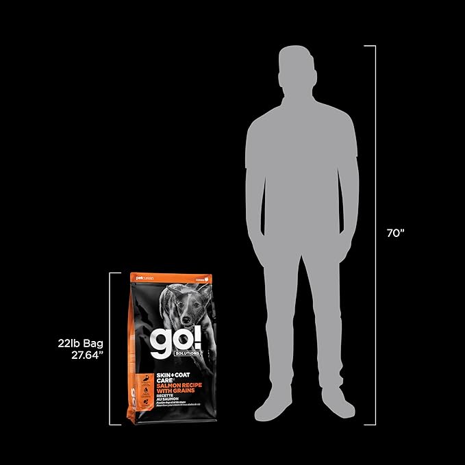 Go! Solutions Skin + Coat Care, Dry Dog Food, Salmon Recipe with Grains, 22 lb Bag