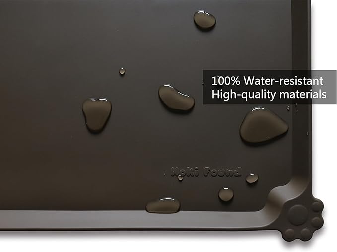 Hoki Found Large Silicone Pet Food Mats Tray - Non Slip Pet Dog Cat Bowl Mats Placemat - Dog Pet Cat Feeding Mat - Waterproof Dog Cat Food Mats -Pet Water Mats for Floors - Coffee