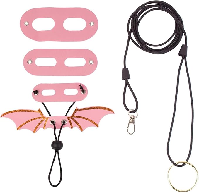 Adjustable Lizard Harness and Leash Set with Wings 3 Pack S M L Soft Leather Reptile Costume Accessories for Bearded Dragon Chameleon Guinea Pig Small Animals Black