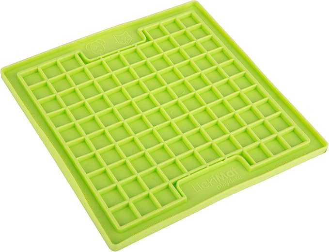 LickiMat Classic Playdate, Cat Slow Feeder Lick Mat, Boredom Anxiety Reducer; Perfect for Food, Treats, Yogurt, or Peanut Butter. Fun Alternative to a Slow Feed Cat Bowl or Dish, Green