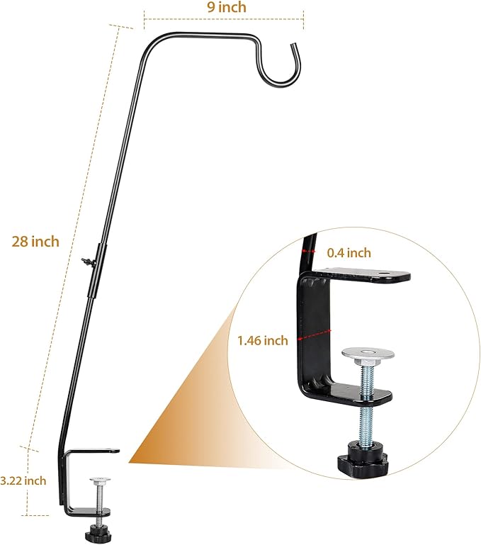 BOLITE Deck Hook, 28 Inch Bird Feeder Hanger for Hummingbird Feeders, Planters, Lanterns, Wind Chimes, Holiday Decorations and More, Heavy Duty