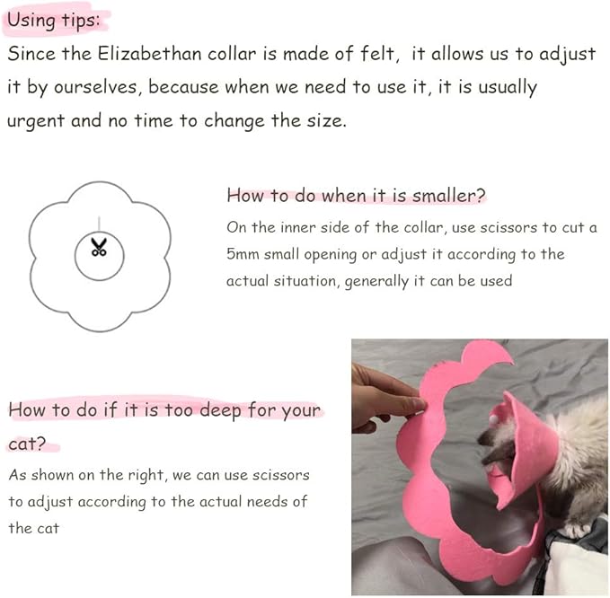 Cute Flower Recovery Collar - Adjustable M Size (2pcs), After Surgery Elizabethan Collar for Kittens, Cats, Puppies & Rabbits