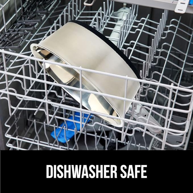 GORILLA GRIP Set of 2 Dog Bowls, Holds 4 Cups (32 fl oz), Heavy Duty Metal Food and Water Bowl for Feeding Dogs and Cats, Dishwasher Safe, Rust Resistant Stainless Steel, BPA Free Rubber Base, Black