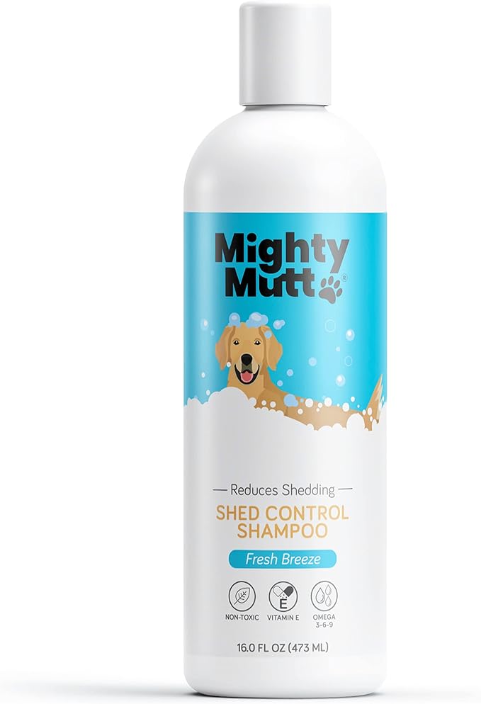 Mighty Mutt Shed Control Shampoo – Deshedding Dog Shampoo | Fresh Scent | Softens & Nourishes Coat | Reduces Shedding | Hypoallergenic, Anti-itch Dog Shampoo Shedding Control – Fresh Breeze | 16 fl oz