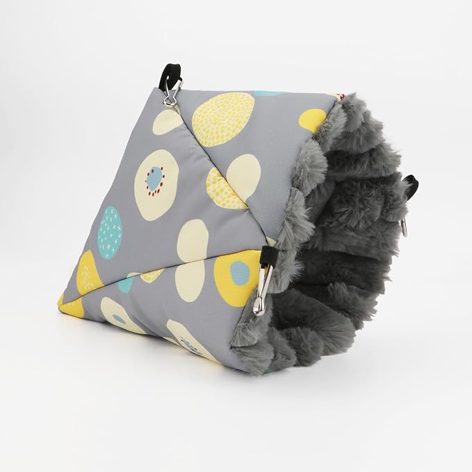 Wontee Bird Nest House Winter Warm Hanging Hammock Bird Bed Snuggle Hut for Parakeets Budgies Caique Conures Cockatiels (Large, Grey)