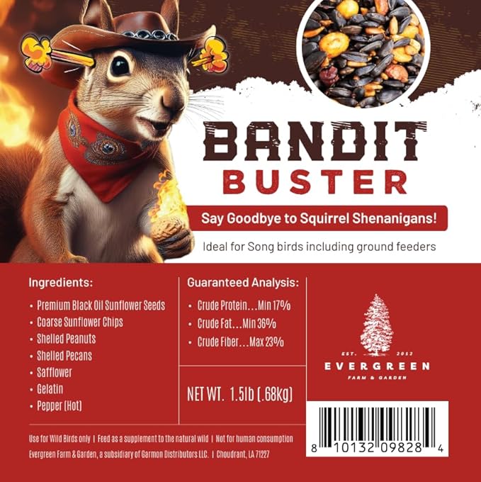 Birdseed Cylinders with Hole - Bird Seed for Outside Wild Birds (Small Cylinder, Bandit Buster 1pc)