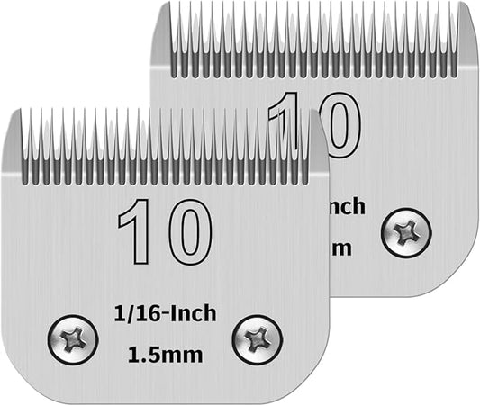 10# Pet Dog Grooming Detachable Ceramic Blades,Compatible with Andis,Oster A5,Wahl KM10 Clippers,Cut Length 1/16"(1.5mm),2 PCS