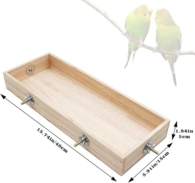 Bird Feeding Cups, Natural Wooden Parrot Perch Stand, Birds Food Dish, Parakeets Feeder Bowl, Cage Accessories for Small Animals Rat Hamster Guinea Pig Chinchillas Budgies Cockatiels Love Birds