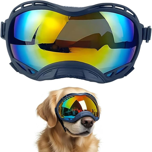 Dog Goggles for Large Breeds Anti-UV Sunglasses for Medium to Large Dogs, Windproof, Dustproof, Snowproof Eye Protection, Soft Frame Pet Goggles for Outdoor Activities (Colored Lens)