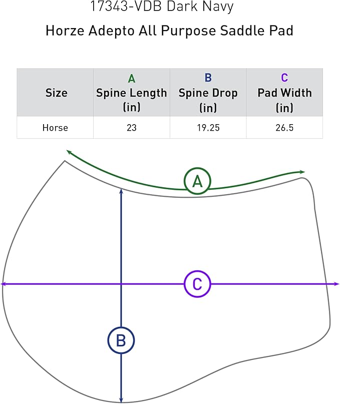 HORZE Adepto Padded All Purpose Quilted Equestrian Saddle Pad for Horses with Two-Tone Trim