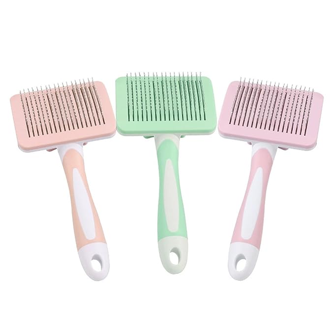 Self Cleaning Shedding Brush - Skin Friendly Grooming Tool for Dogs, Cat Grooming Brush, Skin Friendly Deshedding Grooming Tool for Dogs & Cats, Suitable for Shedding & Haired Pets (Pink)