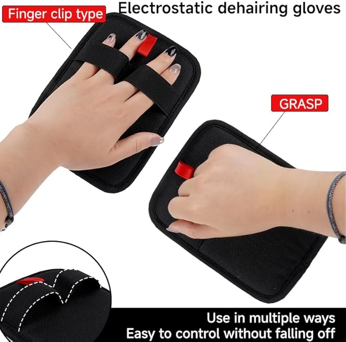 Pet Hair Remover, Electrostatic Pet Hair Removal Gloves-2-piece Set, Reusable Cat & Dog Hair Remover for Couch, Furniture, Carpet, Curtain, Upgraded Animal Fur Removal Tool