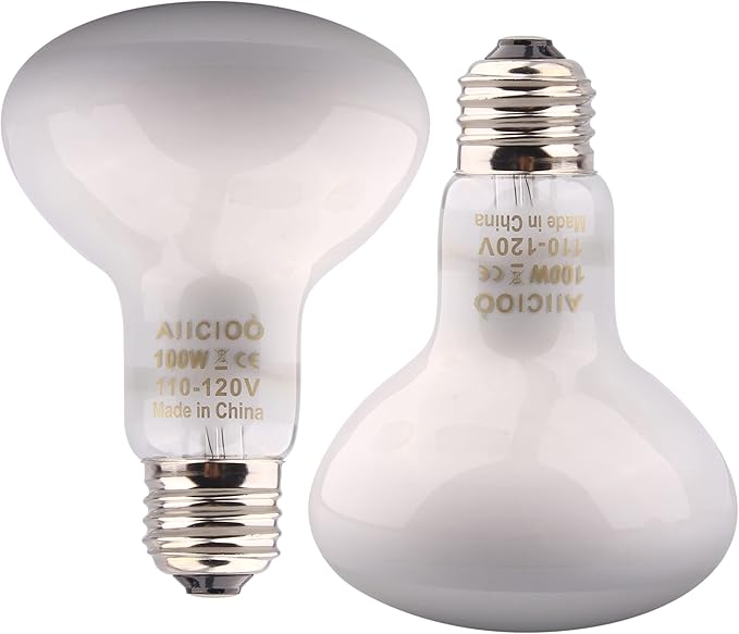 Aiicioo Reptile Basking Light Bulb - 100W Reptile Heat Lamp 2 Pack UVA Daylight Amphibians Basking Bulb for Bearded Dragon Turtle Hermit Crab Gecko Lizard Daylight