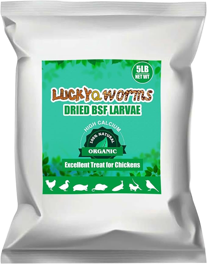 Dried Black Soldier Fly Larvae, 85X More Calcium Than Mealworms High-Protein BSF Larvae Chicken Treats Non-GMO BSFL for Chickens, Hens, Ducks, Wild Birds 5LBS