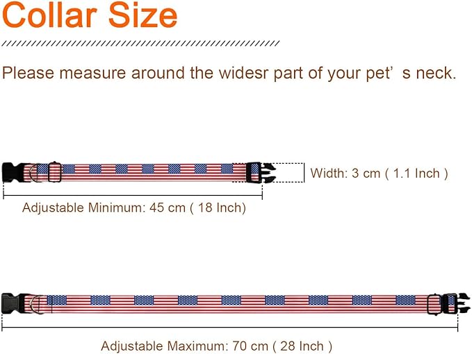 USA Flag Red White Stripes Pet Collars Dog Collars Soft Elastic Neck Strap for Female Male Puppy Cats