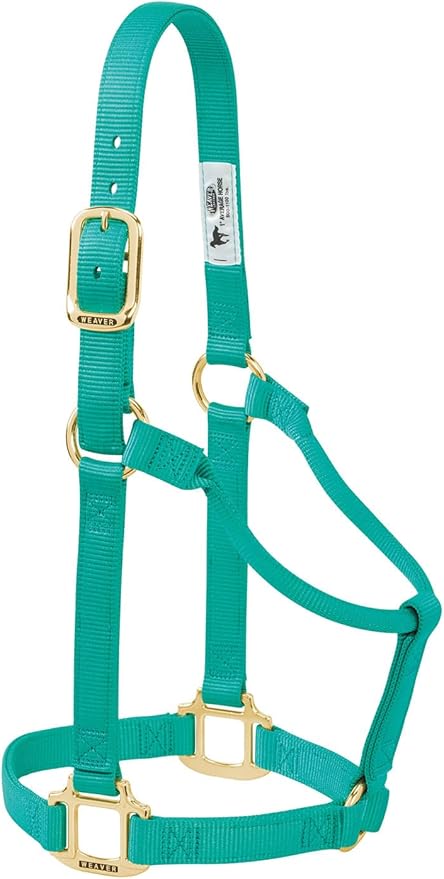 Weaver Equine Nylon Horse Halter, Triple-Ply Cheek Design, Original Non Adjustable Halters for Horses, Equine Tack,Average Size, Black