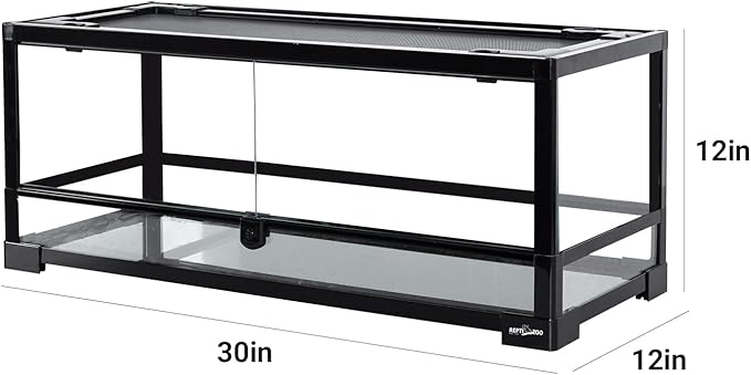 REPTI ZOO Glass Reptile Terrarium 20 Gallon, Front Opening Reptiles Tank 30" x 12"x 12" for Reptile Pets Gecko Lizard Snake, Top Screen Ventilation Escape Proof Lid