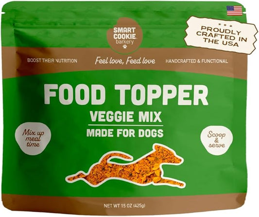 Smart Cookie Natural Dog Food Topper - Veggie - Dog Meal Mixer for All Ages - Vegan Food Topper for Picky Eaters and Boosting Nutrition - Non GMO, Made in The USA - 15 oz Bag (30 Day Supply)