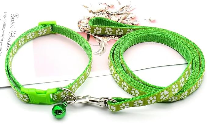 Small Bell for Dog Collar Leash Set, Nylon Basic Reflective Puppy Collars for XXS Xs Small Dog Cat Pet Animal Litter Tiny Kitten Boy Girls,Light Green