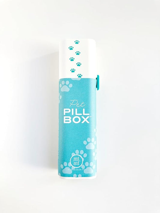 Pet Pill Box Organizer, 7-Day Medicine Container with Paw Print Design, White and Aqua. Pill Container for Vitamin Management, Daily Pill Holder for Dogs and Cats