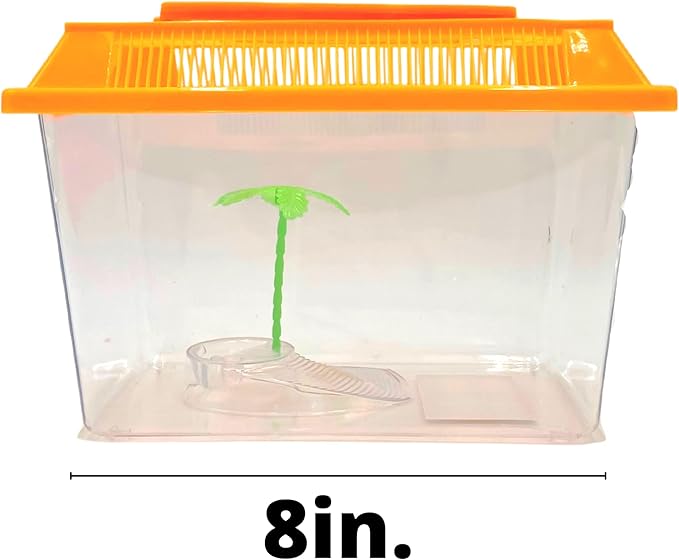 Needzo Reptile and Hermit Crab Supplies, Food Pouch, Habitat, Neon Gravel, Mister Trainer, and Seashell Palm Tree Accessory, All in one Starter Pack, 5 Items