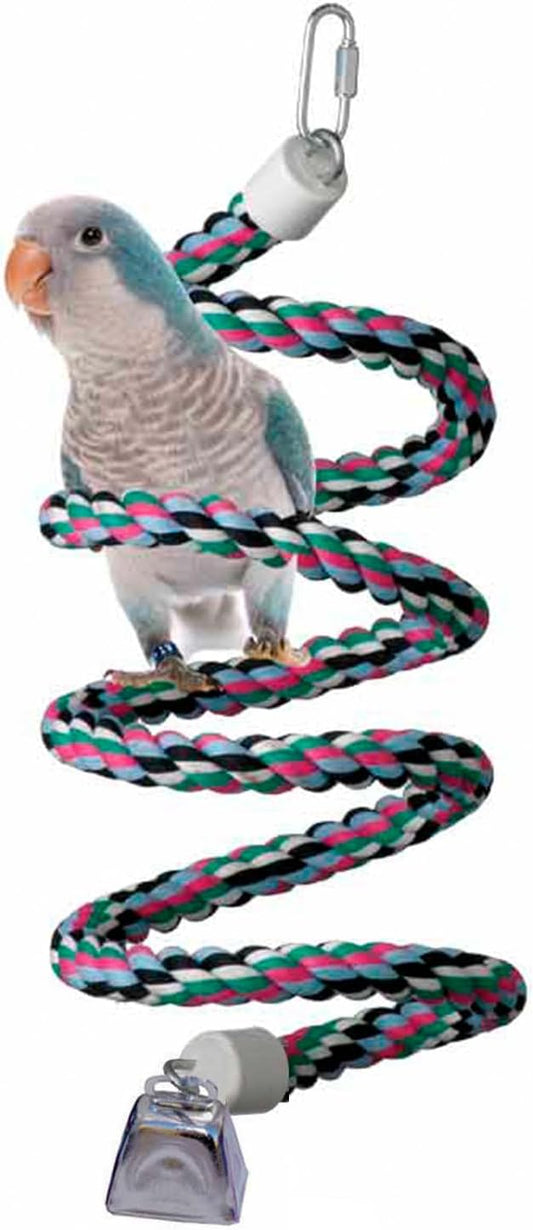 Super Bird Creations SB324 Colorful Cotton Rope Bungee Bird Toy, Medium Bird Size, 3/4" Diameter x 66"