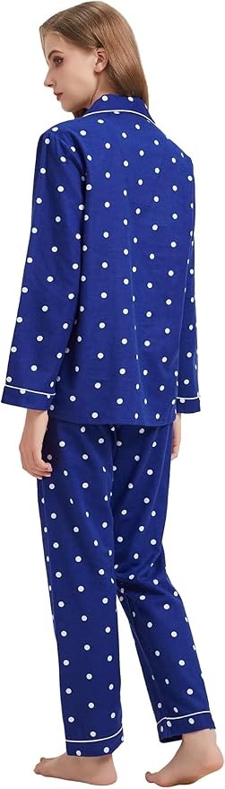 GLOBAL Flannel Pajamas for Women 2-Piece Comfy and Cozy Flannel Pj Set Cotton Loungwear