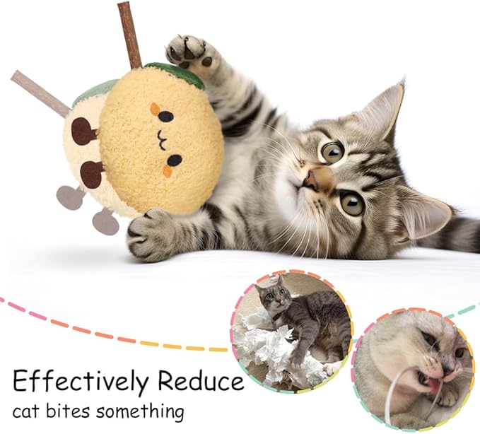 PAZ'S GIFT Catnip Toys - Cat Kick & Rope Toys for Indoor Play, Cat & Kitten Teething Chew Toys for Aggressive Chewing & Teeth Cleaning (Velvet Lemon)