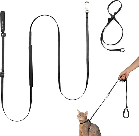 Cat Harness and Leash Set, Lightweight Escape Proof Cat Harness Leash with Padded Handle, Adjustable Cat Leash and Harness for Kitten Small Large Cats Walking Training (Midnight Black, S)