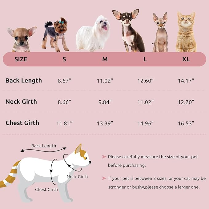 ASENKU Cat Sweater Soft Warm Puppy Clothes Knitwear for Kittens & Small Dogs, Thick Knitted Sweater for Sphynx Hairless Cats Teacup Chihuahua and Extra Small Dogs (Pink, L)