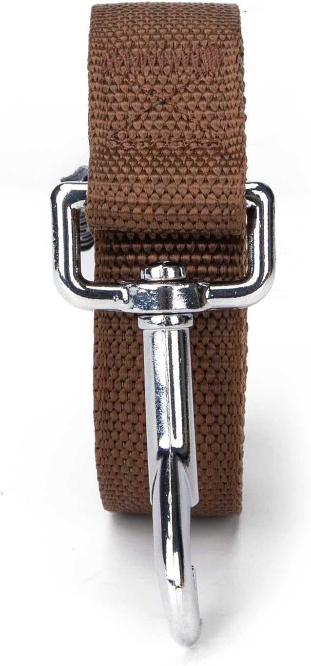 Strong Durable Nylon Dog Training Leash, 1 Inch Wide Traction Rope, 6 ft 10ft 15ft Long, for Small and Medium Dog (Brown, 15 Feet)