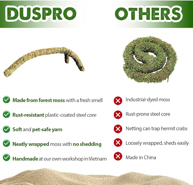 Duspro Hermit Crab Climbing Toys – Y Shaped Flexible Moss Pole Wrapped in Soft Yarn and Forest Moss, Hermit Crab Accessories and Easy-to-Use Hermit Crabs Supplies – Perfect for Climbing (12 inches)