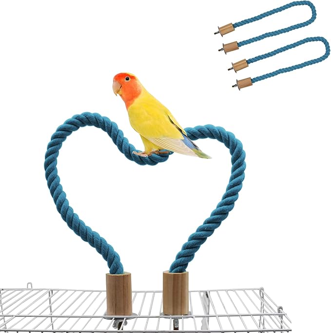 2 Pack Bird Rope Perch & Swing, Bird Cage Stand Pole Accessories, Climbing Toy for Parrot, Parakeet, Budgies, Cockatiels & Lovebirds (39.37"/100 cm)