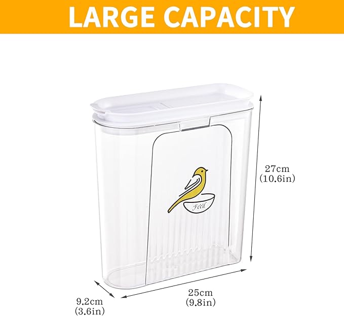 135 oz Pet Food Storage Containers-Airtight Bird Seed Storage Container with Easy Pour Spouts-Irregular Shape Wild Bird Seed Dispenser -BPA-Free Plastic for PetBirds Parakeets Finches Food Storage