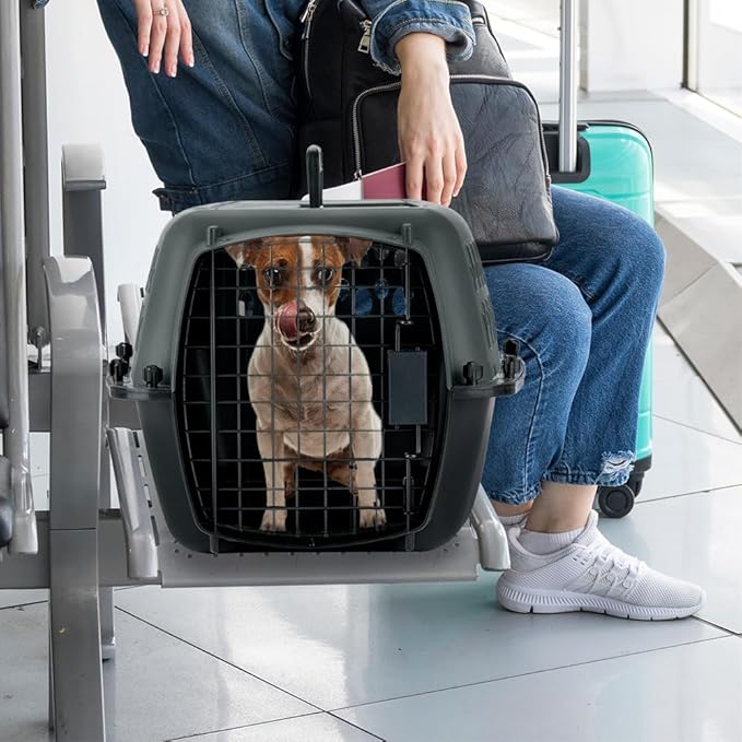 Petmate Pet Porter Dog Kennel 23", Dark Gray & Black, for Pets up to 15lbs, Made in USA