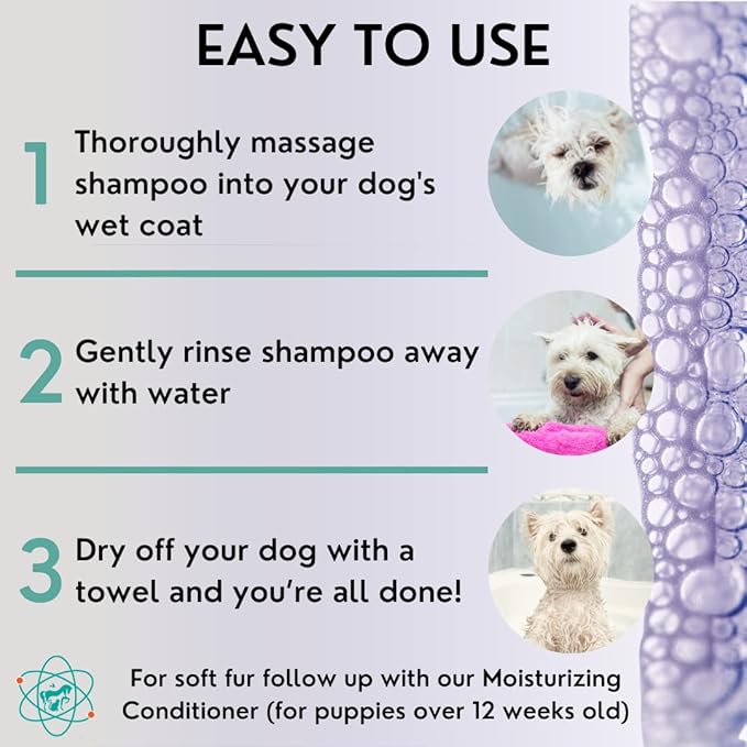 16 fl oz Dog Whitening Shampoo - Dog Shampoo for White Dogs - Brightens White and Darkens Dark Coats - Tearless and Natural - Hair and Fur Whitener for Dogs - Made in The USA