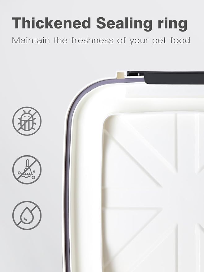 LivLab Mker 5 lbs Dog Food Storage Container with Lids Airtight Pet Food Container Cat Treat Container, Dry Pet Food Storage Bin for Cereal, Birds, Rice and Grain(6 lbs), White