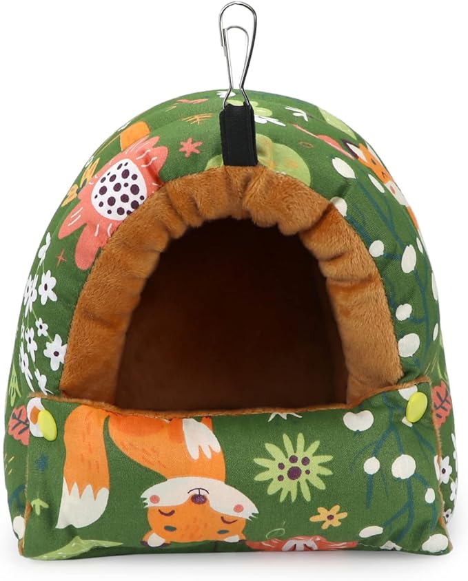 Wontee Bird Nest House Winter Warm Snuggle Hut Bird Bed Hanging Hammock for Parrots Budgies Parakeets Caique Senegal Cockatiels Conures (Medium, Green)