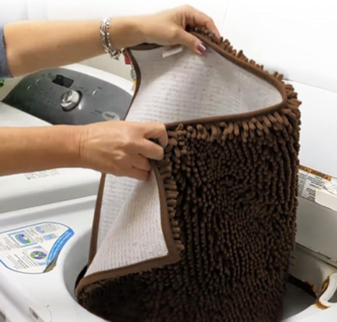 Muddy Mat® Shown on TV – Super Absorbent Microfiber Dog Door Mat for Muddy Paws, Non-Slip Washable Pet Rug, Quick Dry Chenille Entryway Carpet, Machine Washable Indoor Outdoor mat, Brown 59"x35"