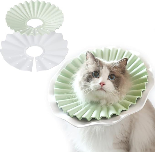 Soft Cat Cone Collar for Cats– Adjustable Lightweight Recovery E-Collar to Stop Licking, Scratching & Biting After Surgery, Comfortable Wound Healing Cone Alternative (Green, L)